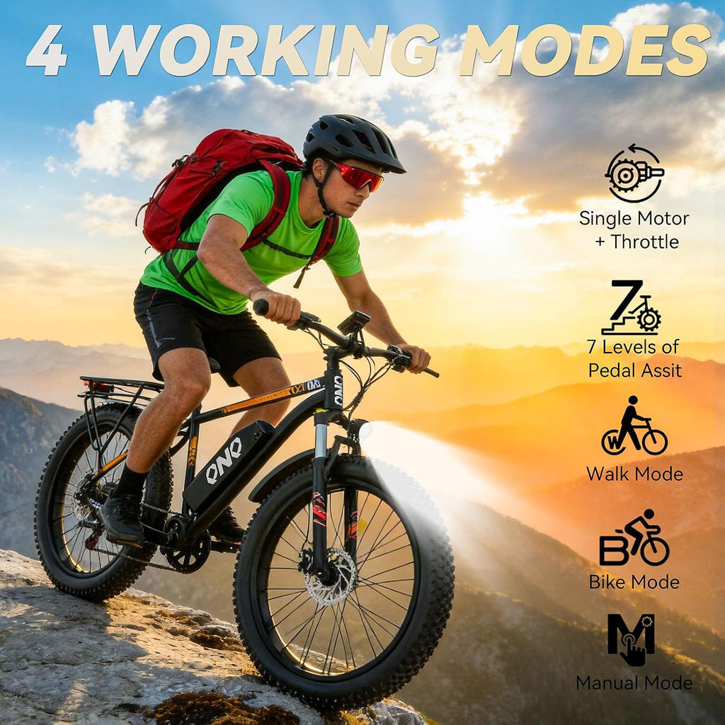High-Performance Fat Tire Electric Bike | Dual Shock Absorption & Cruise Control