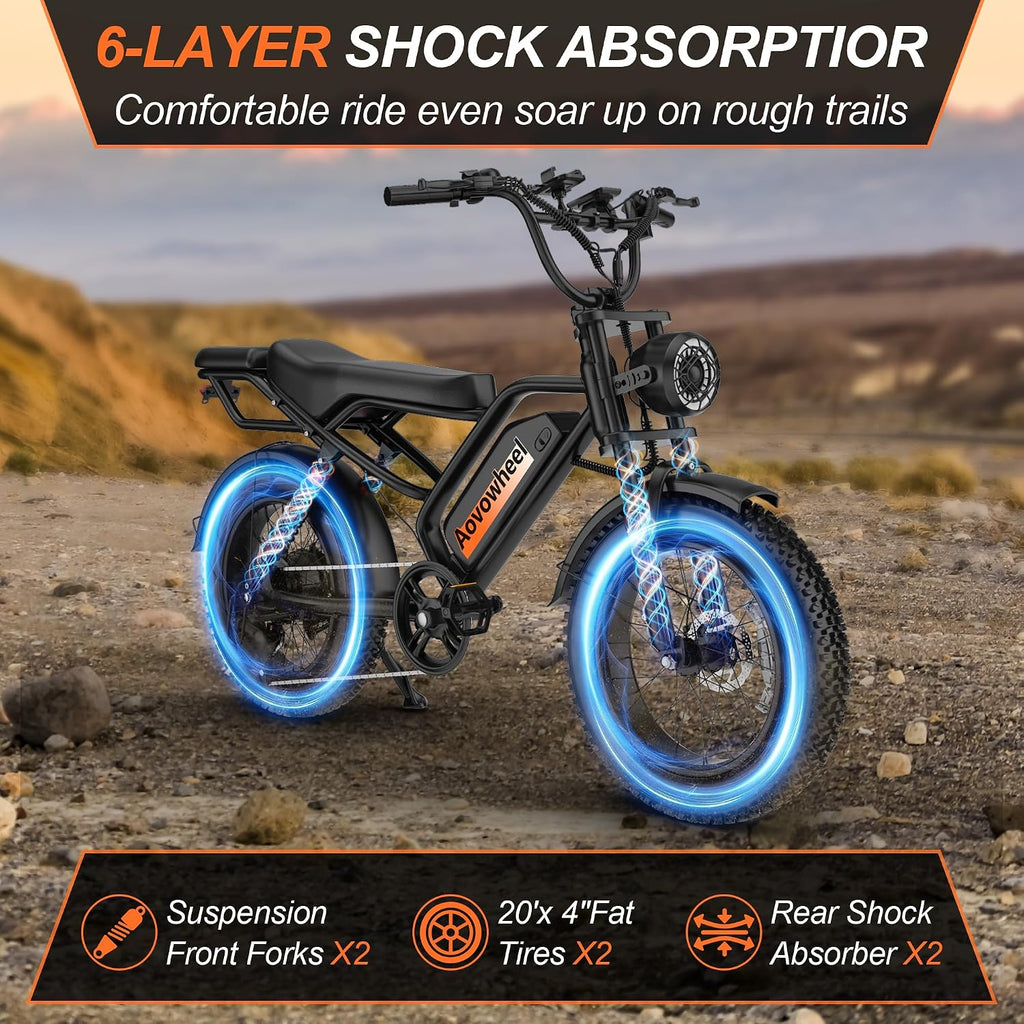 20" Dual-Suspension Fat Tire Electric Dirt Bike – 750W 2-Seater Cargo E-Bike (48V, 70-Mile Range)