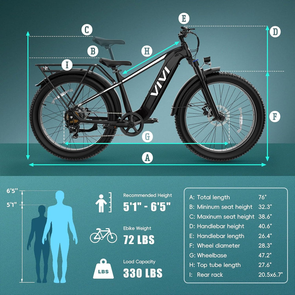 26" Fat Tire Electric Mountain Bike – 1500W Peak Motor, Hydraulic Brakes & Torque Sensor