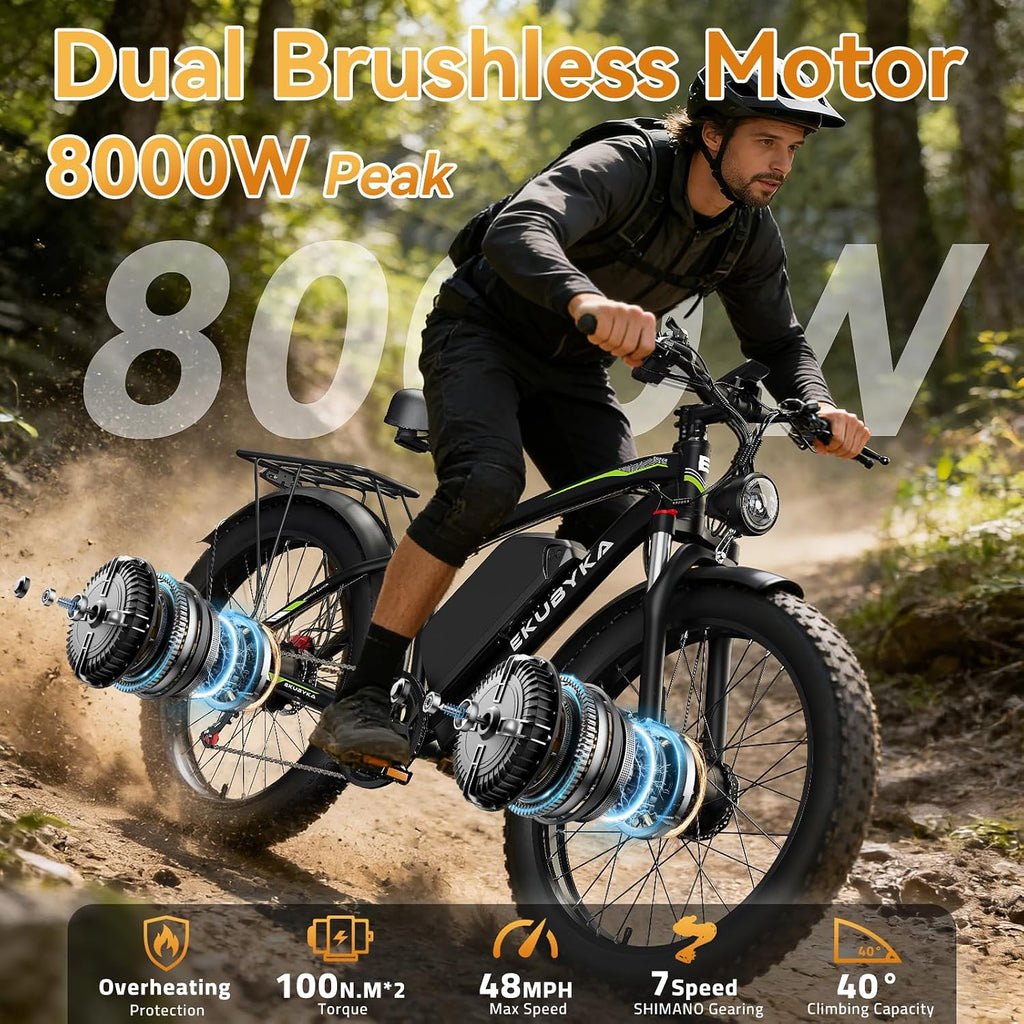 Dual Motor All-Terrain Electric Bike | 48 MPH High Speed & 24" Fat Tires