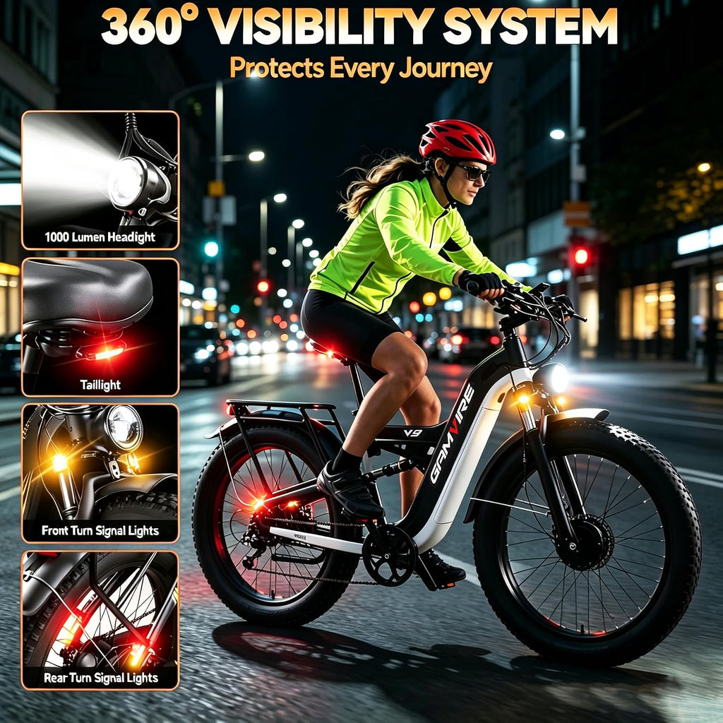 9000W Peak Dual Motor All-Terrain Fat Tire Electric Bike – 52V 30Ah, 55MPH Max Speed, Full Suspension Hydraulic E-Bicycle