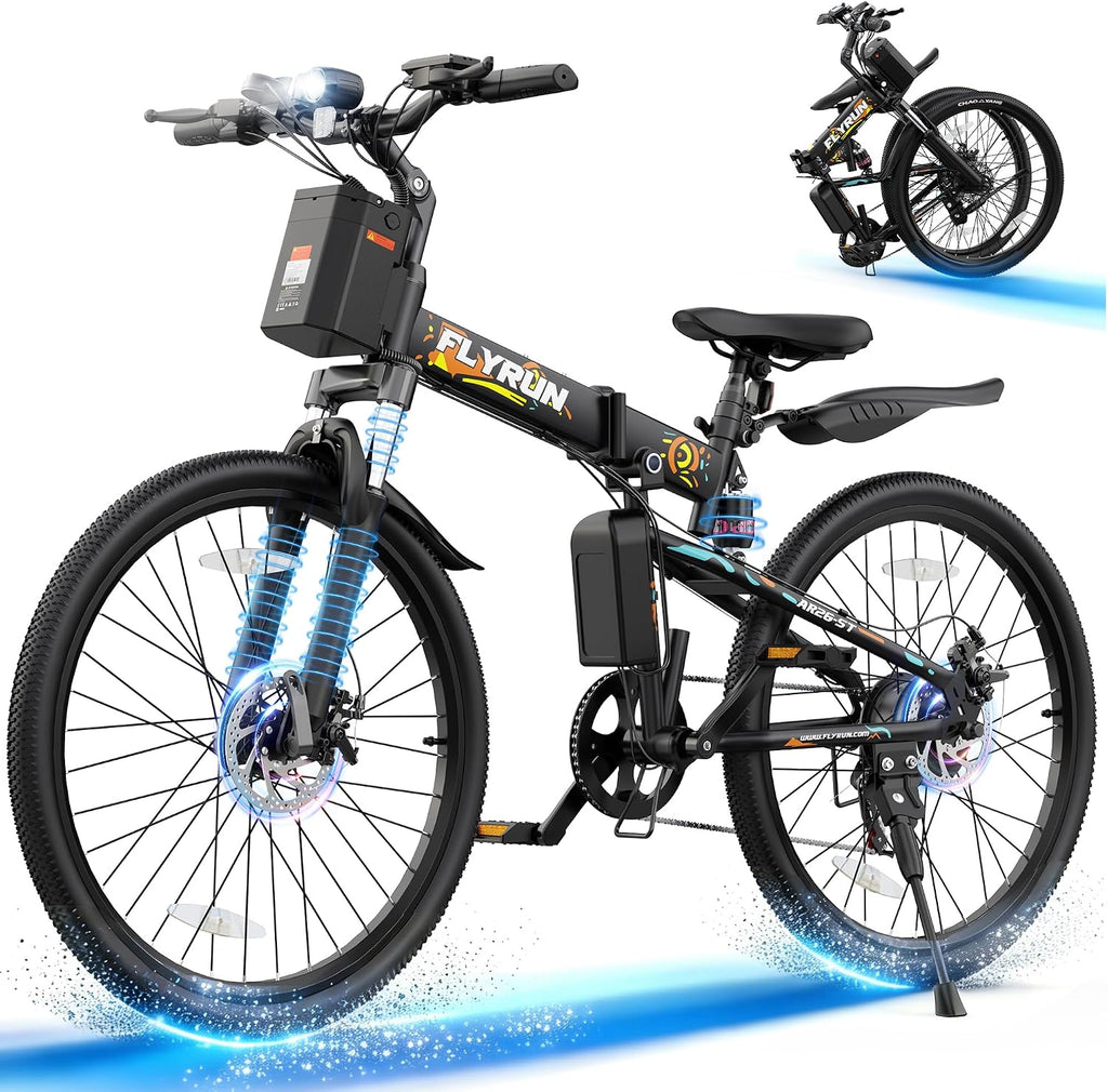 Peak 750W Foldable 26" Fat Tire Electric Mountain Bike – 20 MPH Commuter E-Bike with Dual Hydraulic Suspension