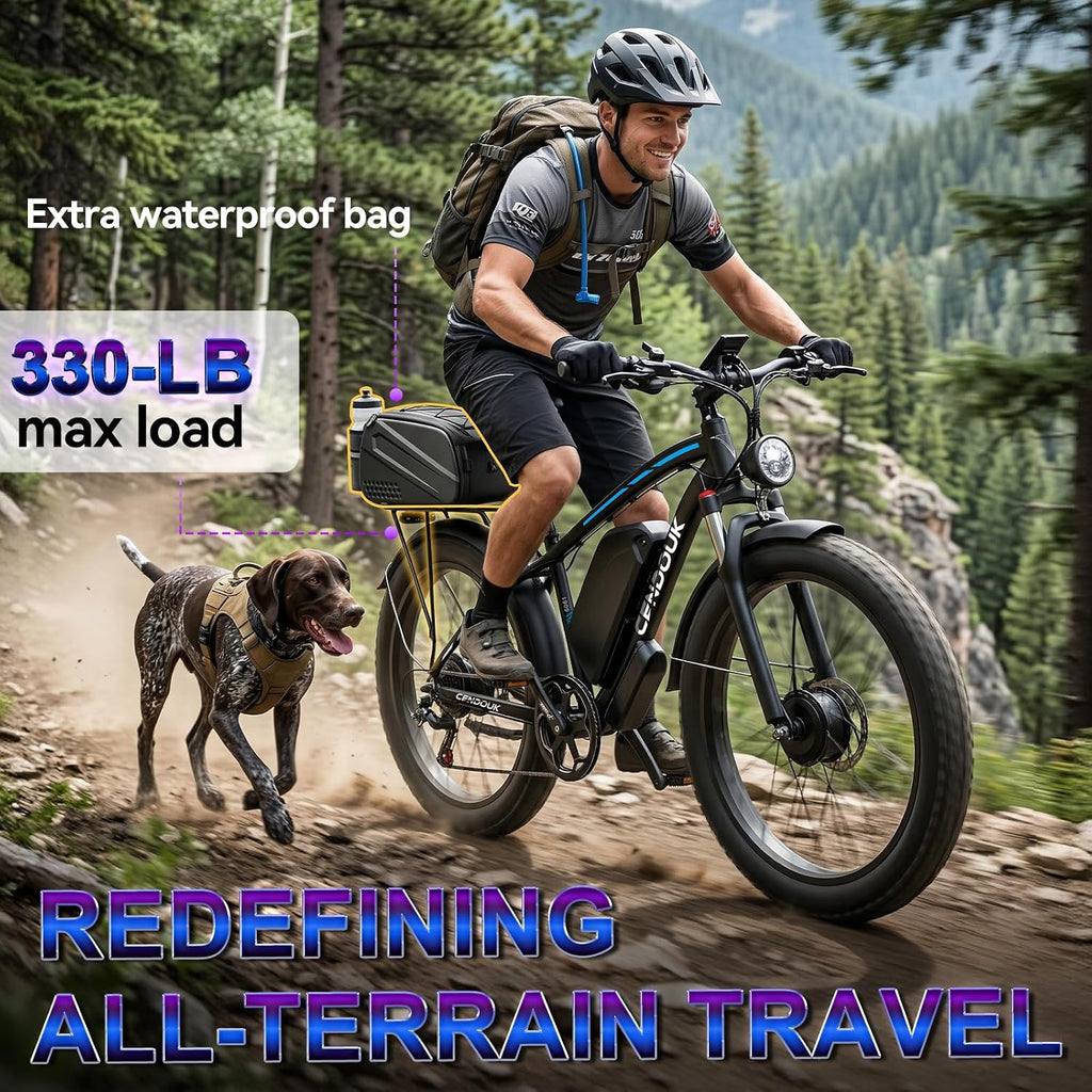 Dual Motor All-Terrain Electric Bike (2026 Upgrade) | 9000W Peak, 58V 36Ah Battery, 47 MPH, 24" Fat Tires, 105-Mile Range with Hydraulic Brakes