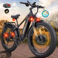 Dual Motor All-Terrain Electric Mountain Bike - 26" Fat Tire, High Capacity Battery, Adjustable Stem & Turn Signals (Adult E-Bike)