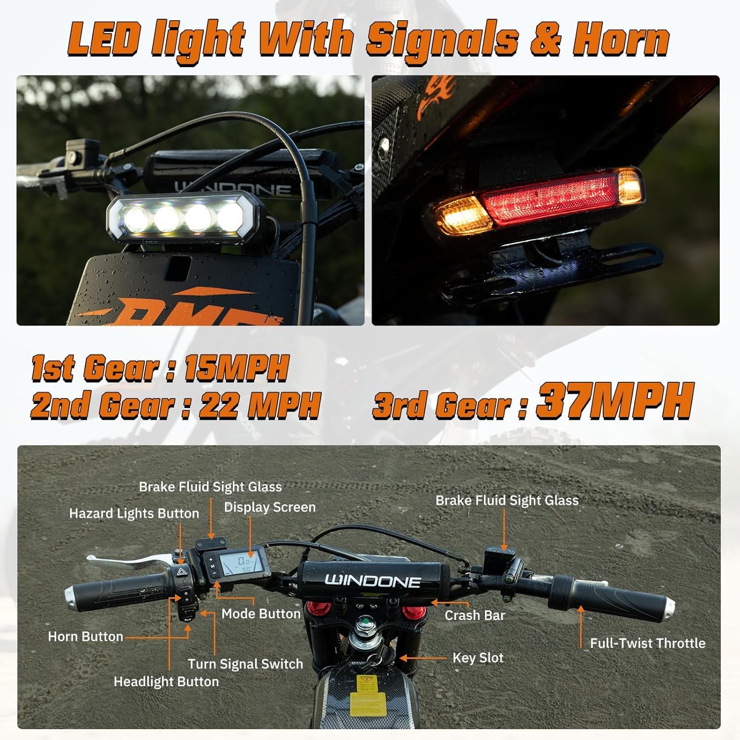 Electric Dirt Bike for Adults & Teens, 2200W Peak Ebike, 48V 22.5Ah, 37 MPH, 45 Mile