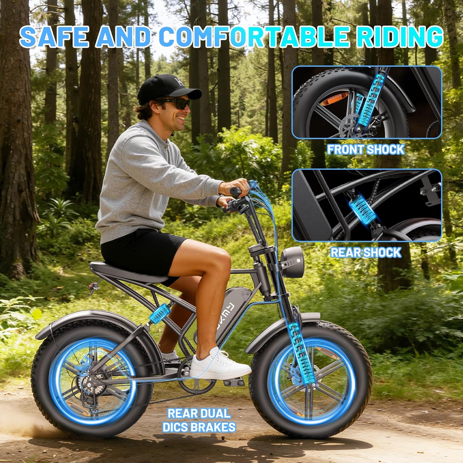 All-Terrain 20" Fat Tire Electric Bike – 750W Continuous / 1000W Max Motor, 48V 15Ah Removable Battery, 60-Mile Range Adult E-Bike (UL2849 Certified)