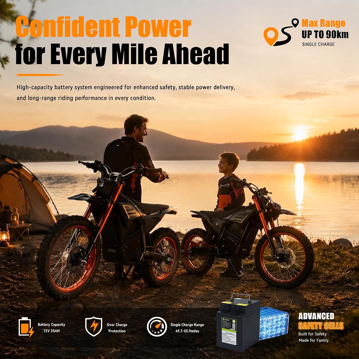 Electric Dirt Bike, 72V 22.5Ah