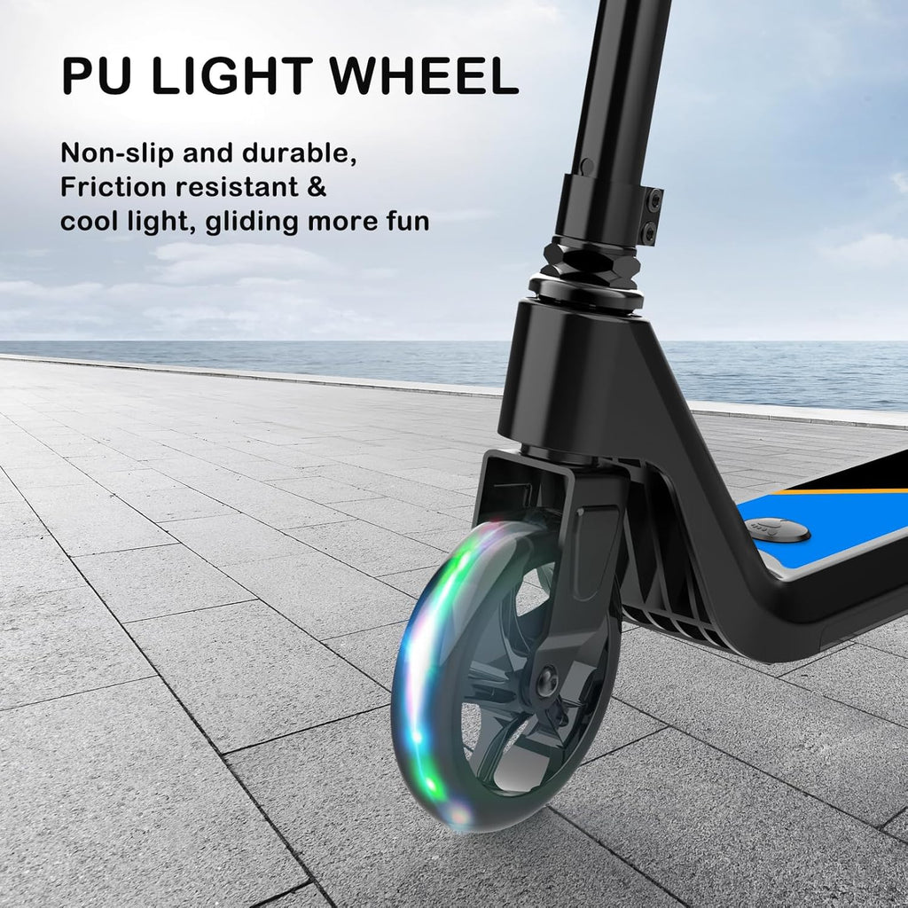 Electric Scooter for Kids Age 6-10, Kick-Start Boost Scooter with Adjustable Speed and Height, Flash Wheel & Deck Lights