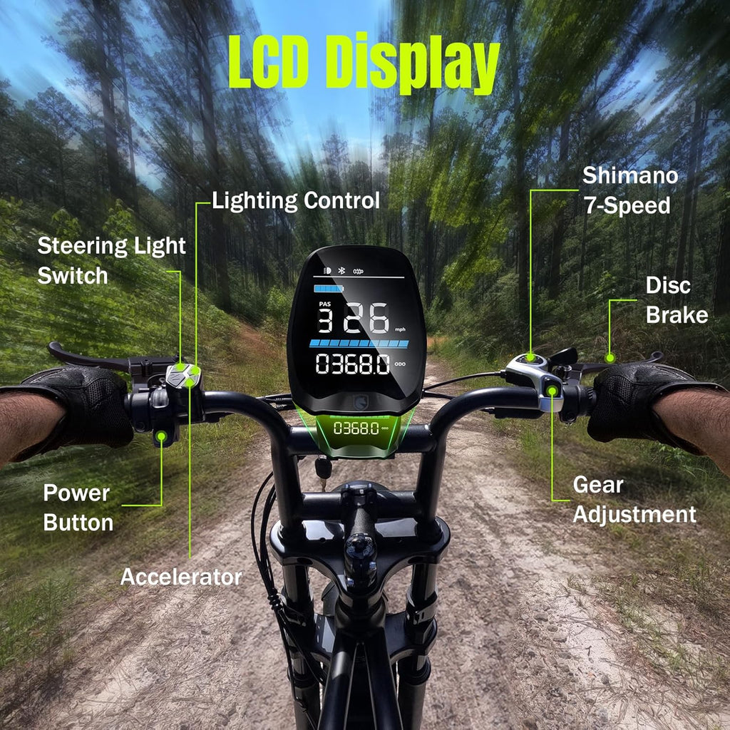 Electric Bike for Adults 1500W Peak 20" Fat Tire All-Terrain E-Bike 60/130 Miles Electric Dirt Bike - 48V 15/30AH