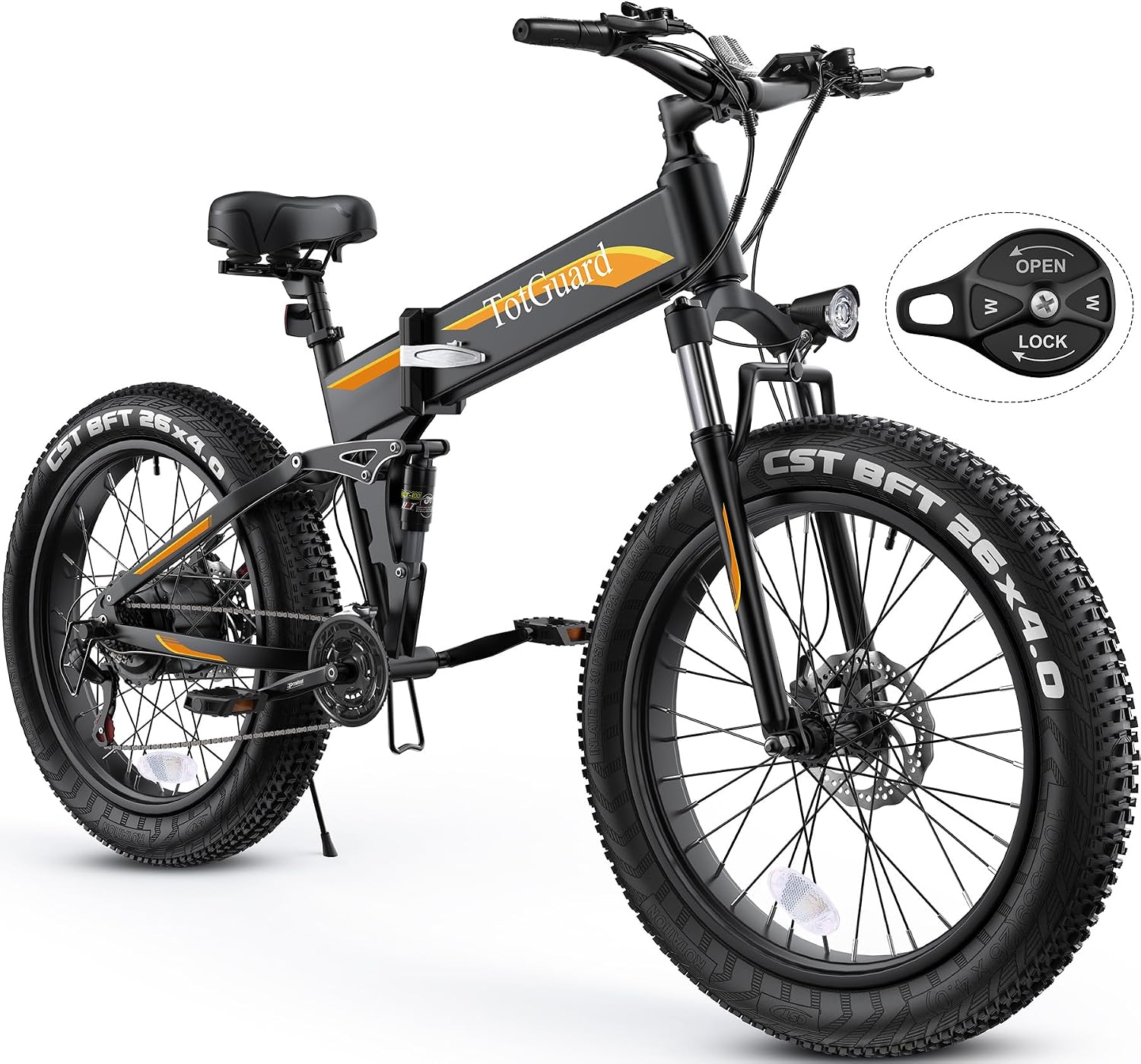 Foldable All-Terrain Fat Tire Electric Bike – 26" x 4.0" Folding Mountain E-Bike for Adults (500W Motor, 48V 10.4Ah Removable Battery, 21-Speed, Dual Shock Absorbers, UL 2849 Certified)