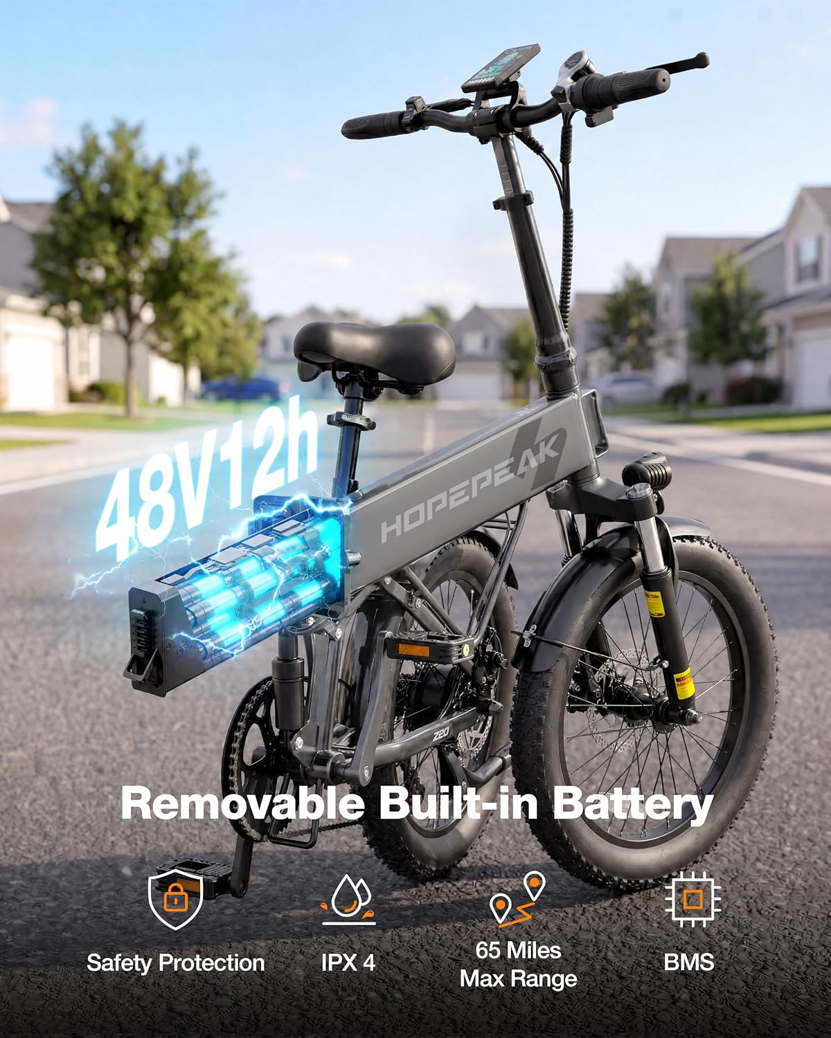 1200W Peak Foldable Fat Tire Electric Bike for Adults – 28 MPH Full-Suspension Commuter & Off-Road E-Bike