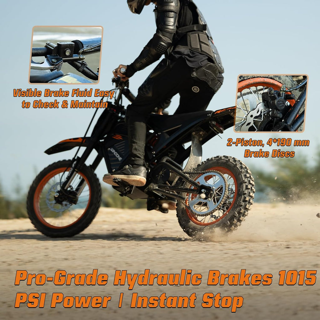 Electric Dirt Bike for Adults & Teens, 2200W Peak Ebike, 48V 22.5Ah, 37 MPH, 45 Miles, 14"/12" Tire Off-Road Electric Motorcycle, Dual Hydraulic Brakes, Fit Age 13+