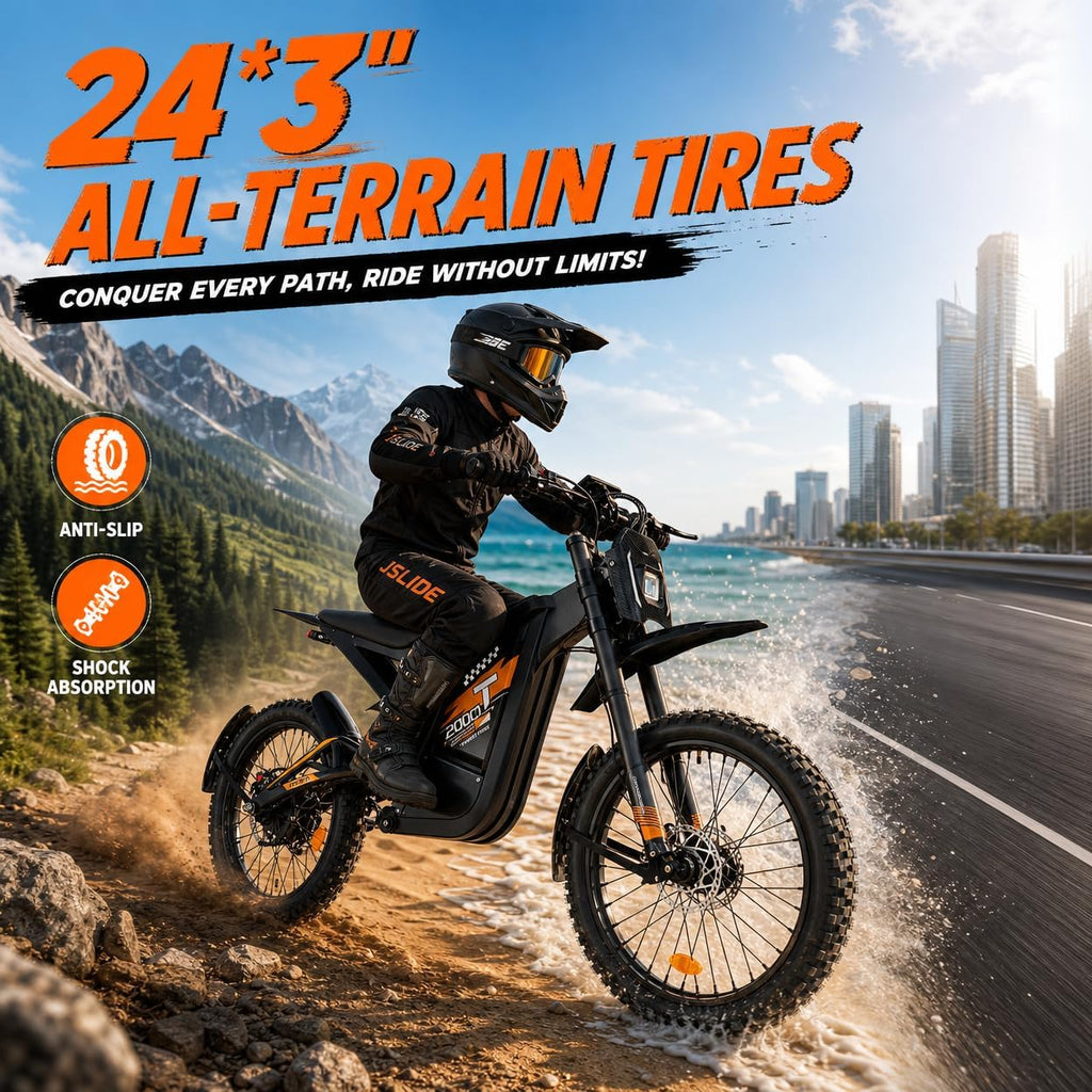 4000W Peak Electric Dirt Bike – All-Terrain Off-Road E-Bike with 90-Mile Range, Full Suspension & Hydraulic Brakes