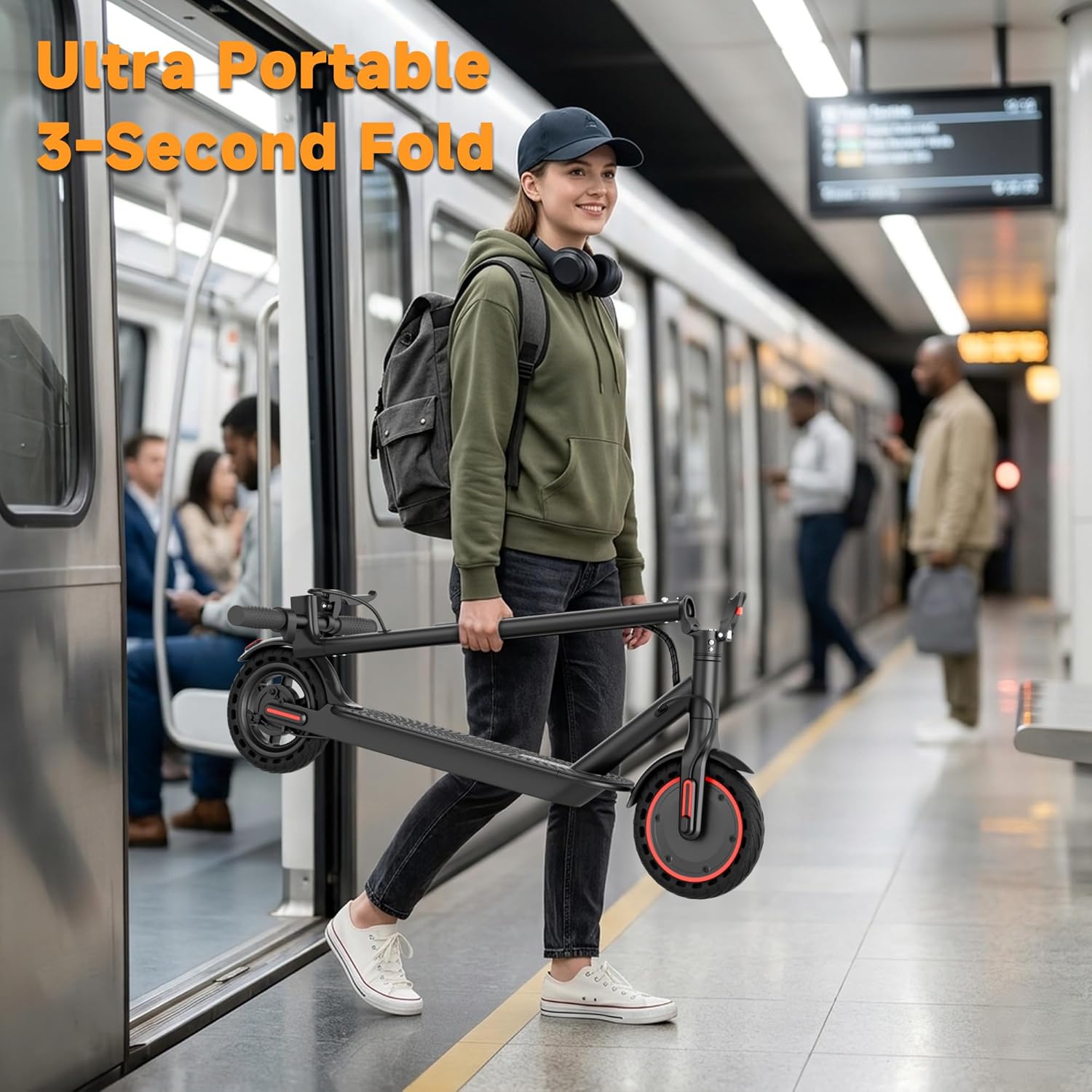 Electric Scooter with Seat for Adults, 19MPH, 700W Peak Motor, 15/22 Miles Long Range