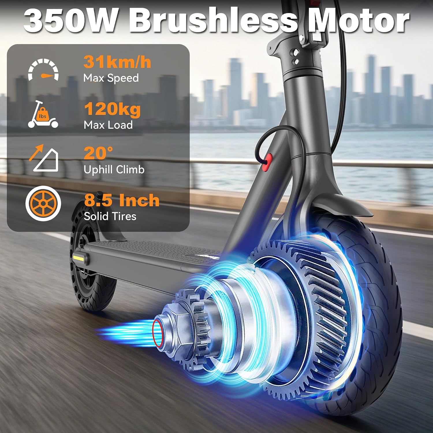 Electric Scooter with Seat for Adults, 19MPH, 700W Peak Motor, 15/22 Miles Long Range