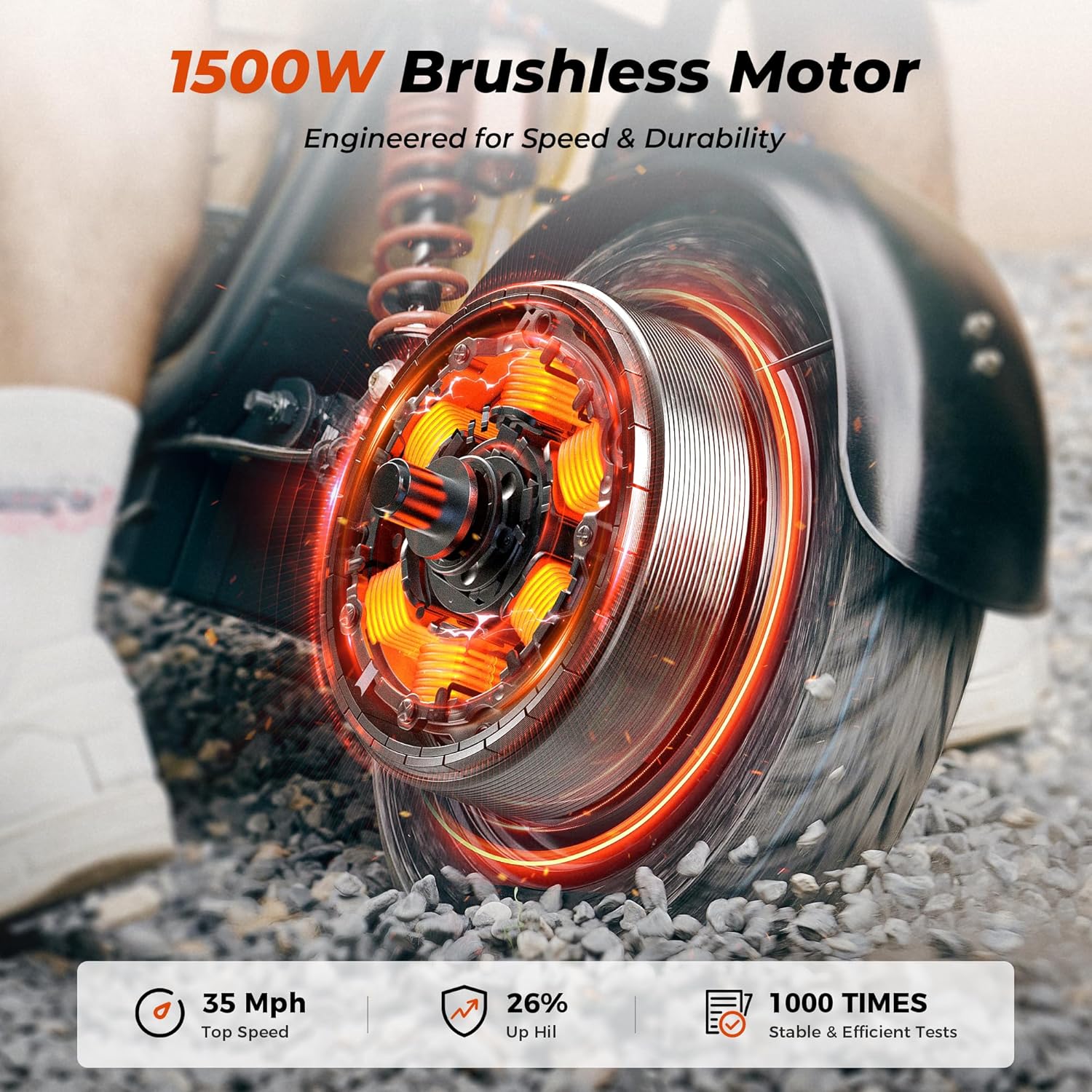 Electric Scooter for Adults with Seat, 1500W Motor, 35MPH Top Speed & 45 Miles Range