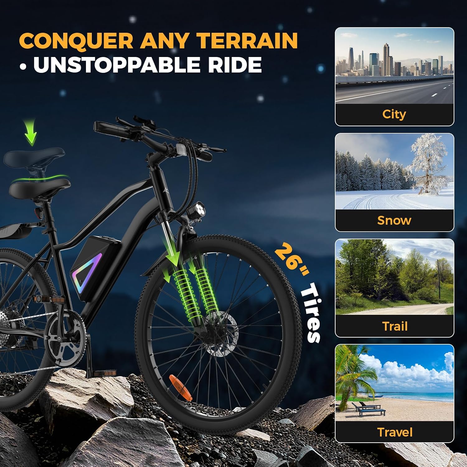 Electric Bike for Adults, 1500W/1000W Peak Motor 26" Ebike