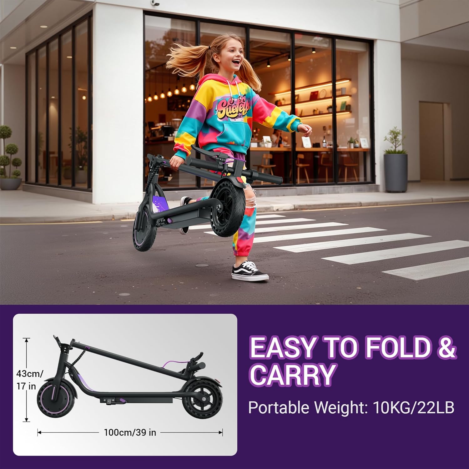 Electric Scooter for Adults, Folding E Scooter with 350W/500W Motor 16/24 Mph Top Speed, Max 19-23 Miles Long