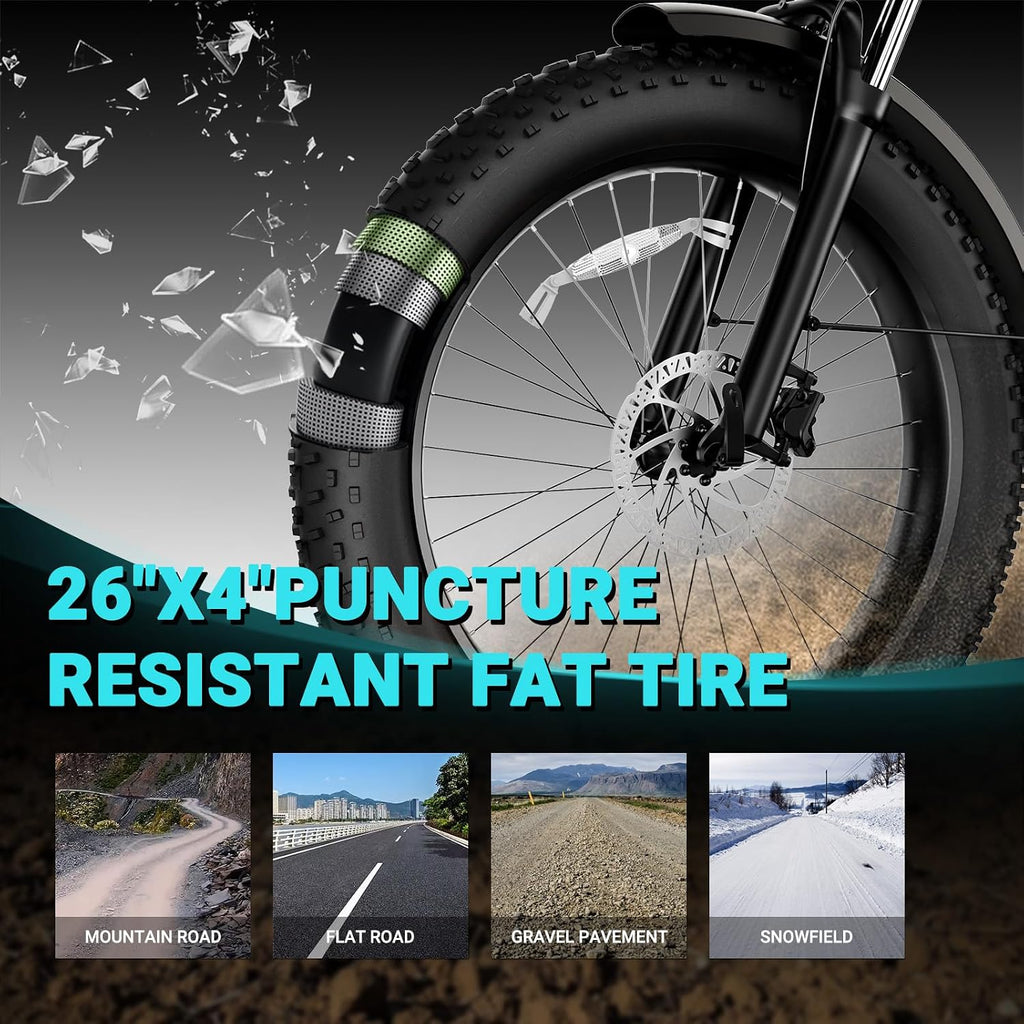 26" All-Terrain Fat Tire Electric Bike – Peak 1500W Motor & Smart App Connectivity