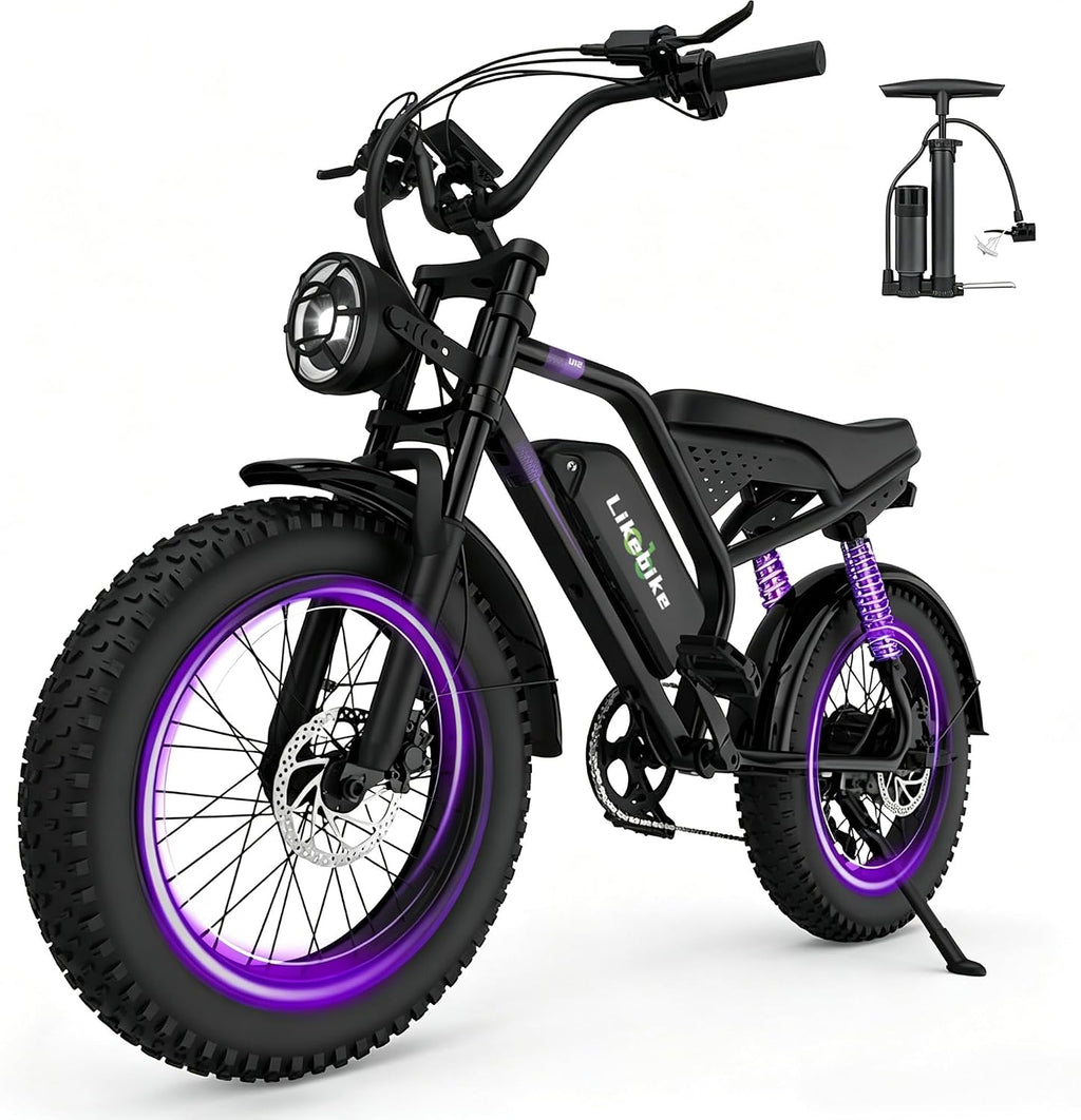 All-Terrain 20" Fat Tire Electric Mountain Bike – Up to 3000W Peak Dual Suspension E-Bike, 48V Removable Battery, Hydraulic Disc Brakes
