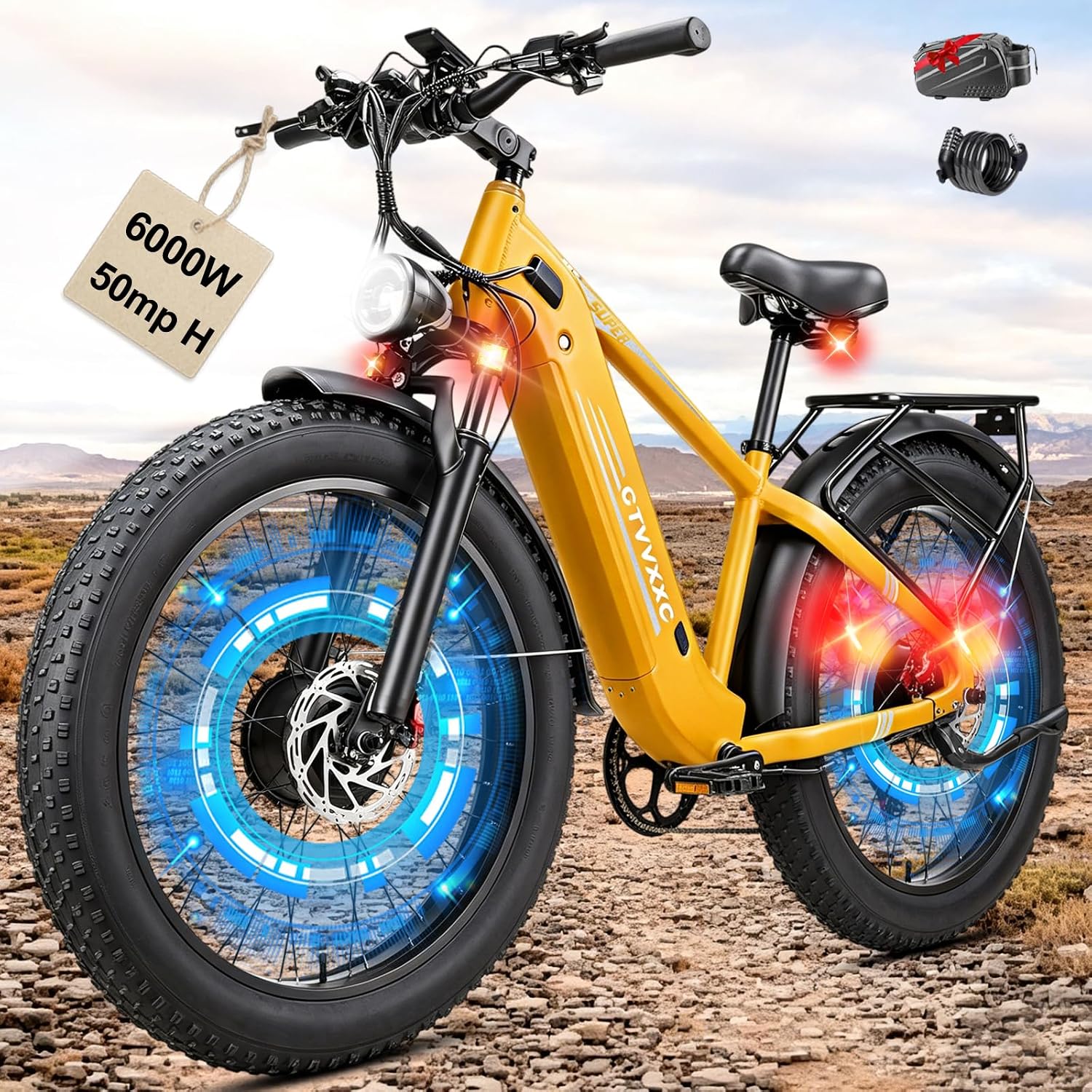 26" Dual Motor All-Terrain Electric Bike – 6000W Peak High-Performance Off-Road Mountain E-Bike