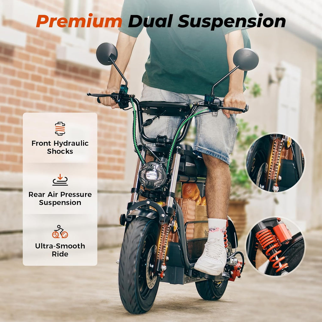 Electric Scooter for Adults with Seat, 1500W Motor, 35MPH Top Speed & 45 Miles Range