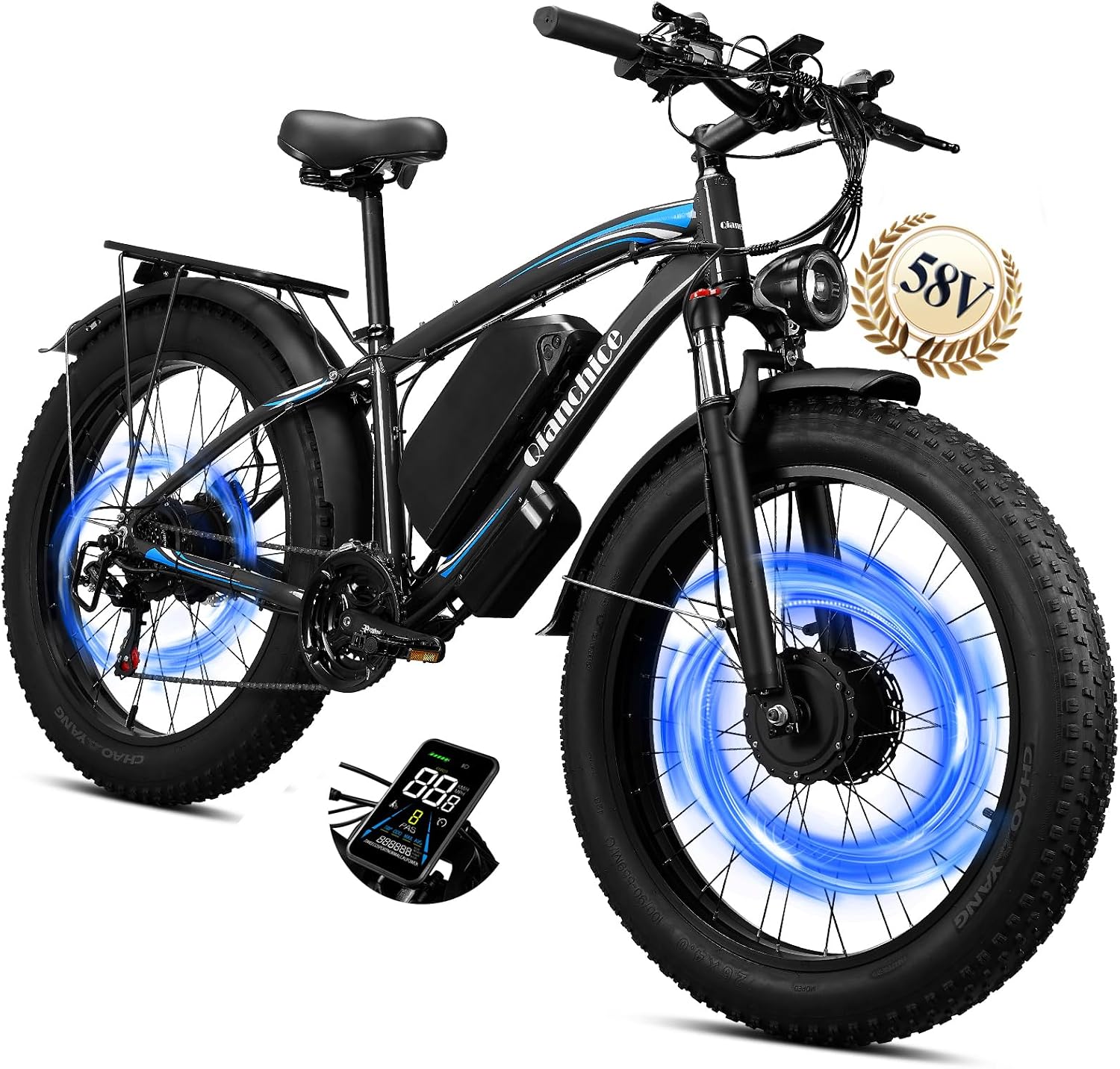 26" Dual-Motor All-Terrain Electric Mountain Bike | 9000W Peak 45MPH Extended Range E-Bike