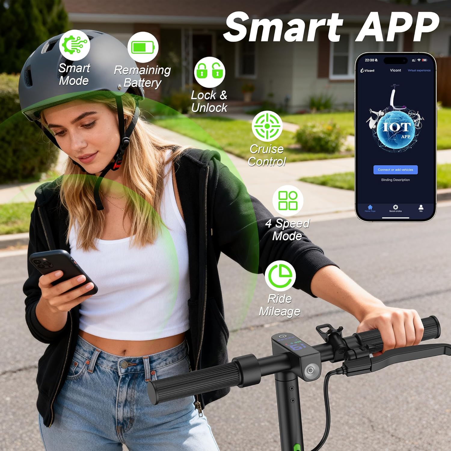 Electric Scooter, 350W/500WMotor, 8.5"/10" Solid Tires, 19/22Mph, 32/28/23/21/18/16Miles Max Range, Dual Braking