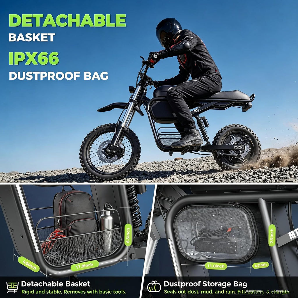 All-Terrain Off-Road Electric Dirt Bike | 5000W Peak Power & 45 MPH High-Speed E-Moto | 52V 20Ah Battery, Full Suspension Trail Bike with 8.9" TFT Display & NFC Keyless Lock