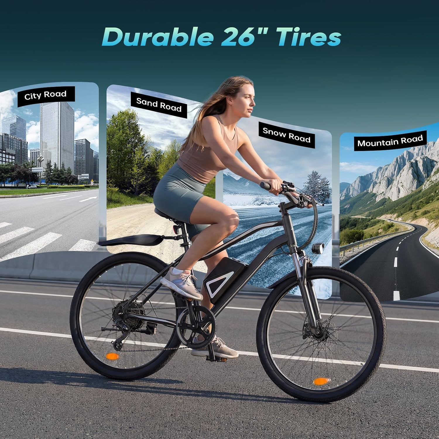 26" Lightweight All-Terrain Electric Bike for Adults – High-Peak Performance Motor, Long-Range Commuter & Mountain E-Bike