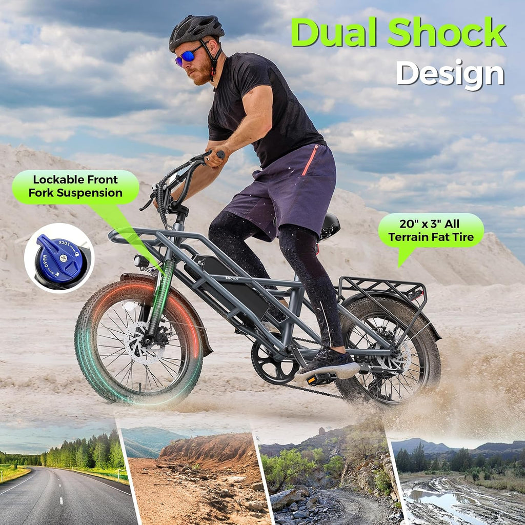 20" Step-Thru Fat Tire Electric Bike – 1800W Peak High-Performance All-Terrain E-Bike