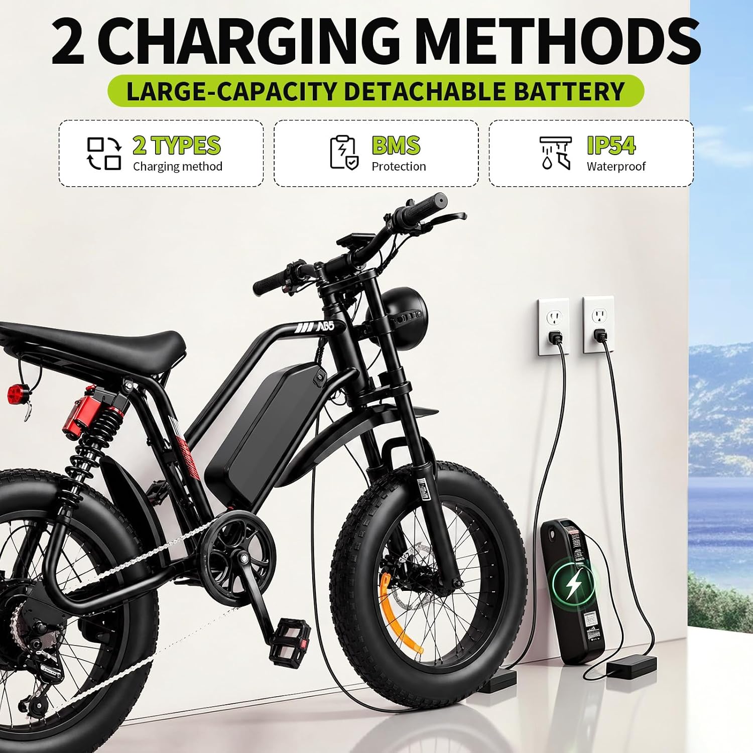 20" All-Terrain Fat Tire Electric Bike for Adults – 1000W (1500W Peak) Motor, 15Ah Removable Battery, NFC Lock E-Bike