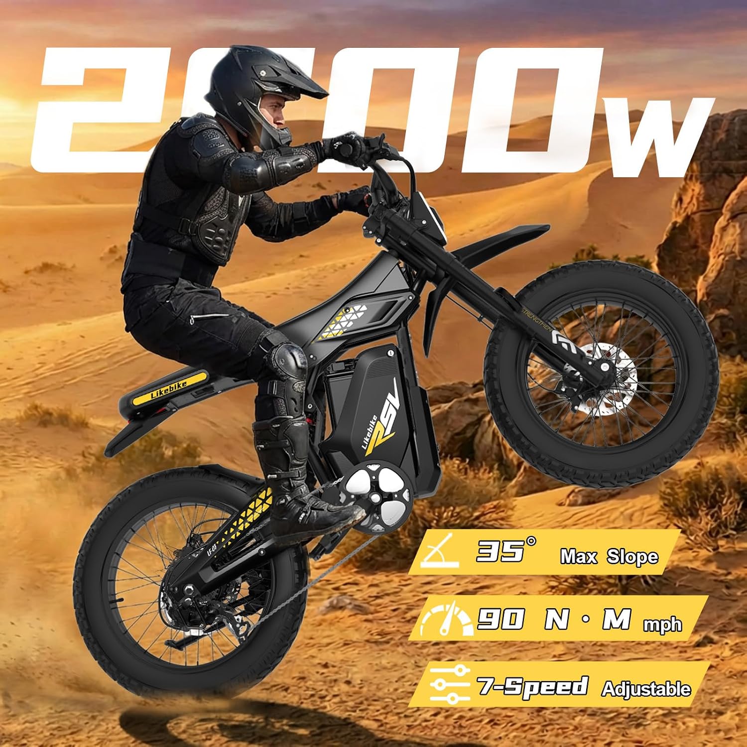 Electric Bike for Adults, 2000W/3000W Electric Dirt Bikes with Pedals, 48V 25AH/ 60V 27AH Long Lasting