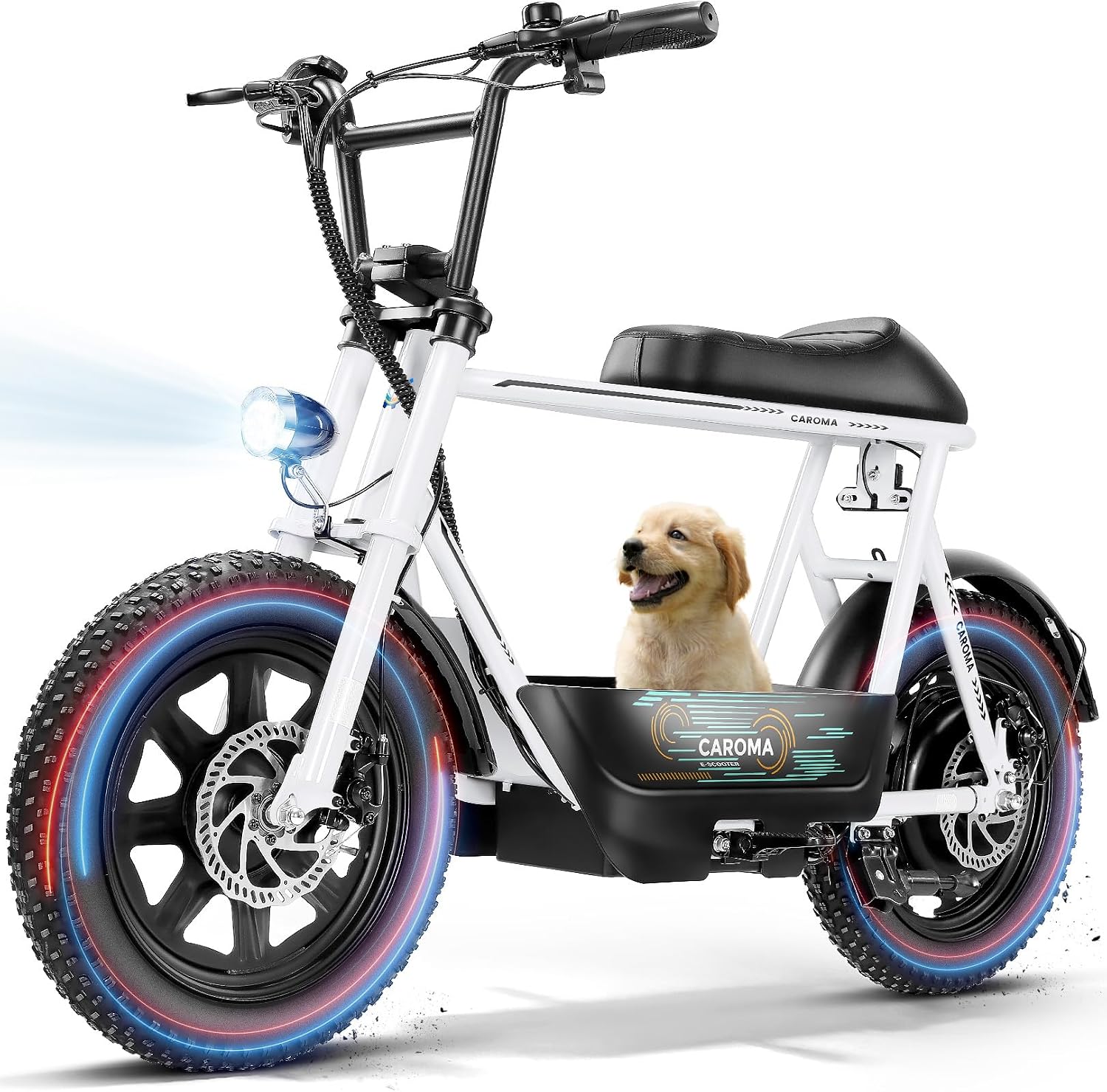 1200W Electric Scooter with Seat,16"×3" Fat Tire Electric Bike All-Terrain,Max 30Miles&20MPH Electric Scooter Adult Electric Dirt Bike,Motorcycle Scooter with Storage Basket for Pets&Cargo