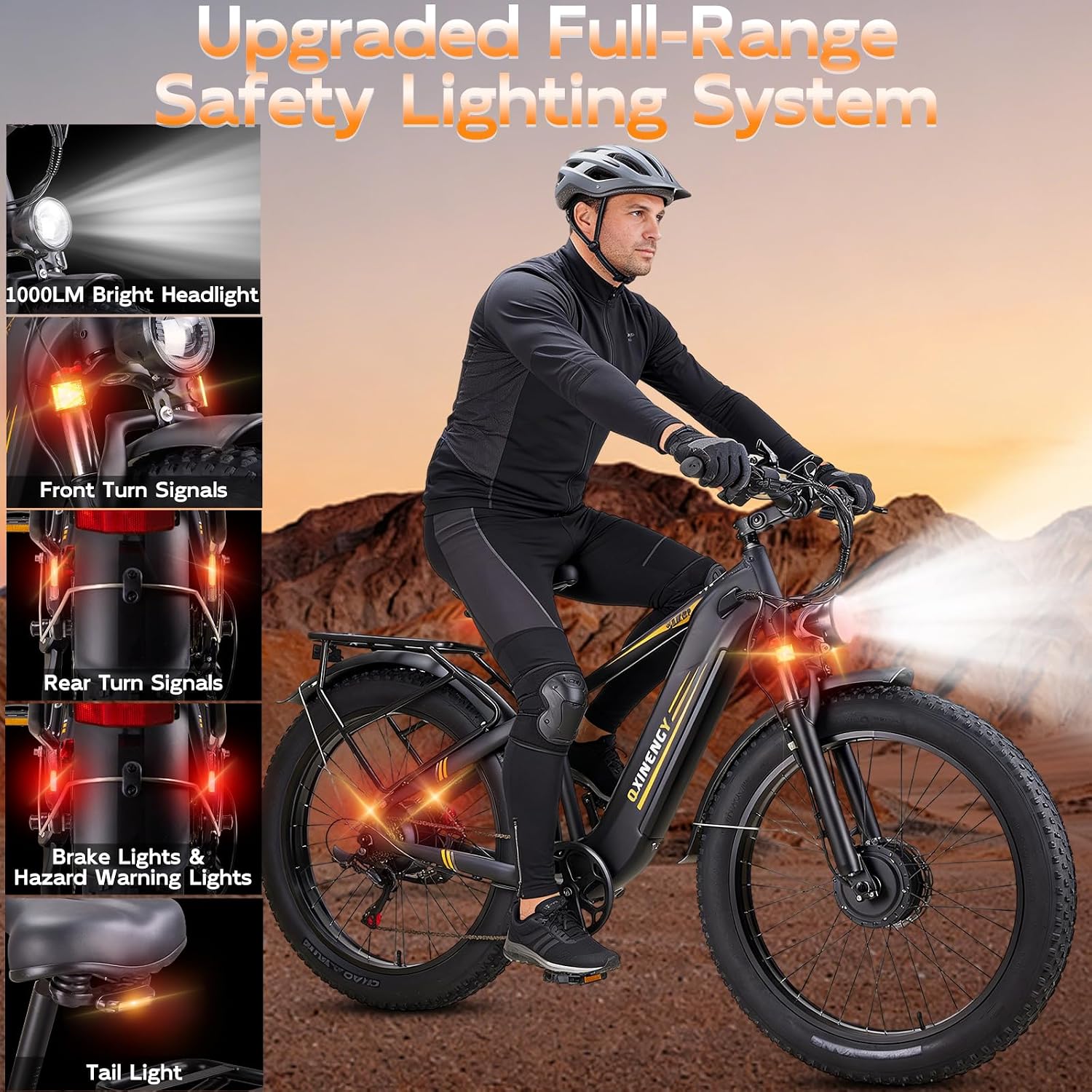 Dual Motor All-Terrain Electric Mountain Bike - 26" Fat Tire, High Capacity Battery, Adjustable Stem & Turn Signals (Adult E-Bike)