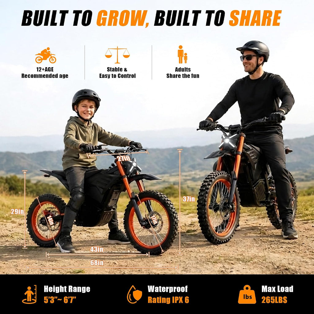 Electric Dirt Bike, 72V 22.5Ah