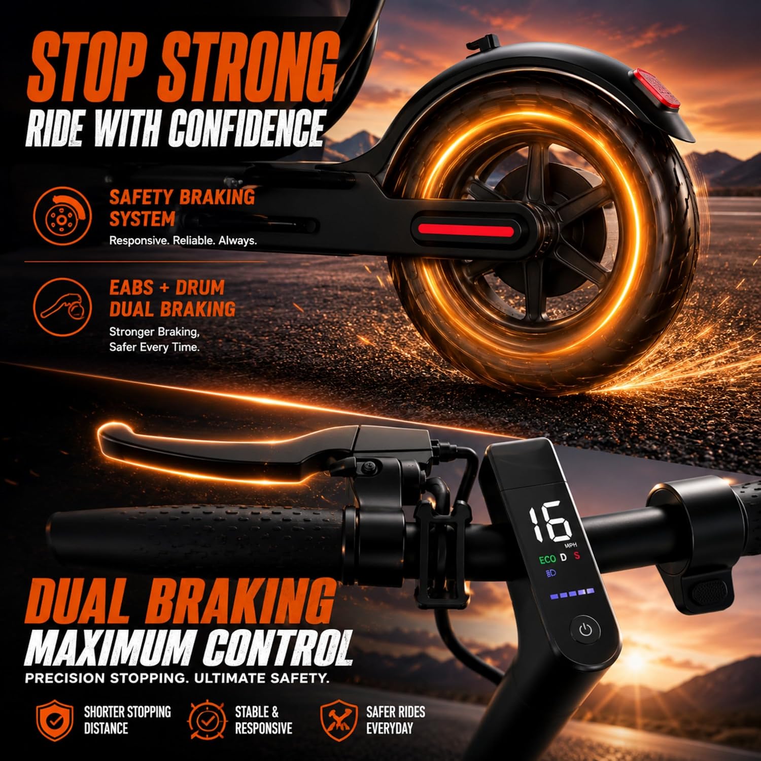 Electric Scooter, 350W-500W Motor, 9 MPH to 22MPH, 10-41 Miles Range