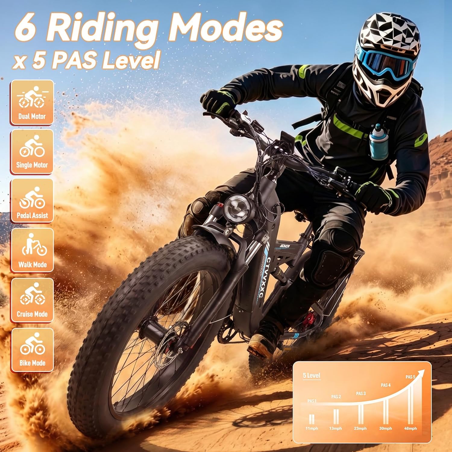 8000W Dual Motor Electric Bike – 26" All-Terrain Fat Tire E-Bike with Full Suspension