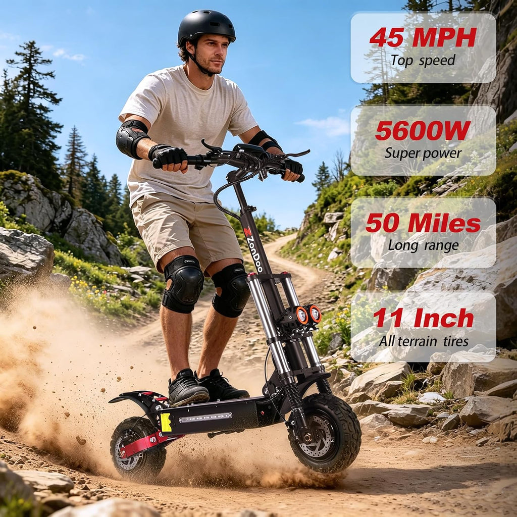 High-Performance Off-Road Dual Motor Electric Scooter – 5600W Peak Quick-Fold E-Scooter with Hydraulic Braking & Dual Suspension