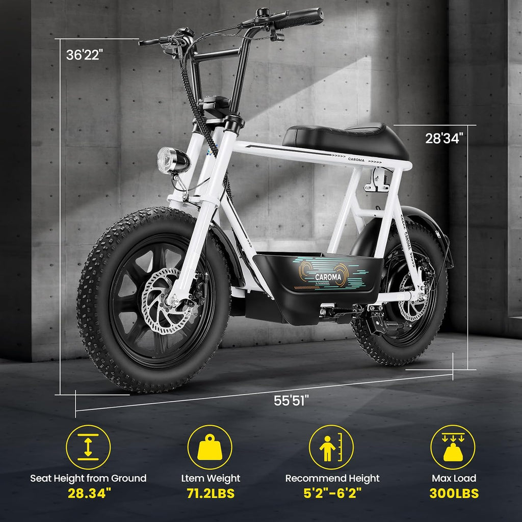 1200W Electric Scooter with Seat,16"×3" Fat Tire Electric Bike All-Terrain,Max 30Miles&20MPH Electric Scooter Adult Electric Dirt Bike,Motorcycle Scooter with Storage Basket for Pets&Cargo