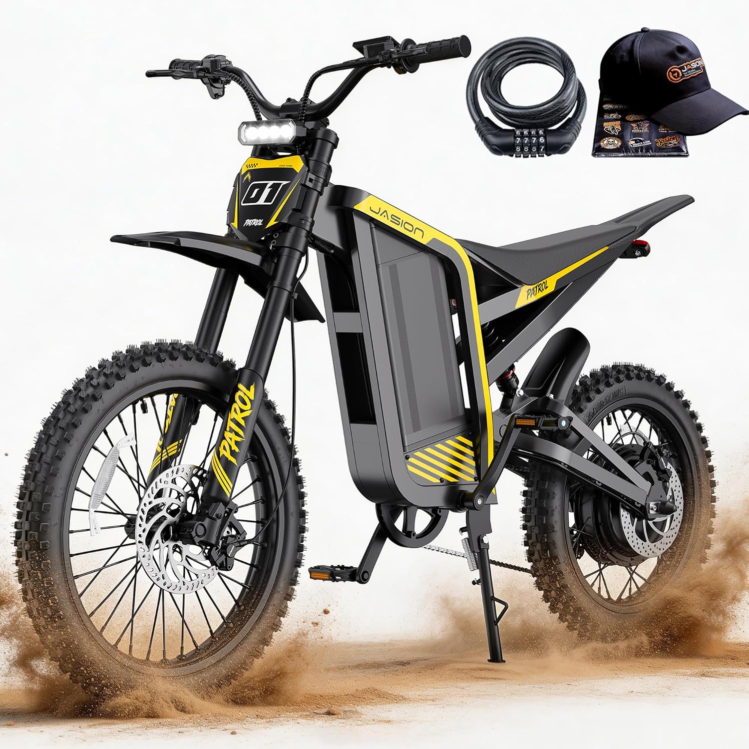 Electric Dirt Bike,4000W 40MPH E Bikes for Adults Electric,19''/17''Fat Tire Electric Motorcycle, 52V/30AH
