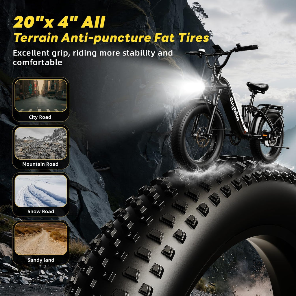 1400W Peak Full Suspension Fat Tire Electric Bike | 48V 20Ah Step-Thru E-Bike