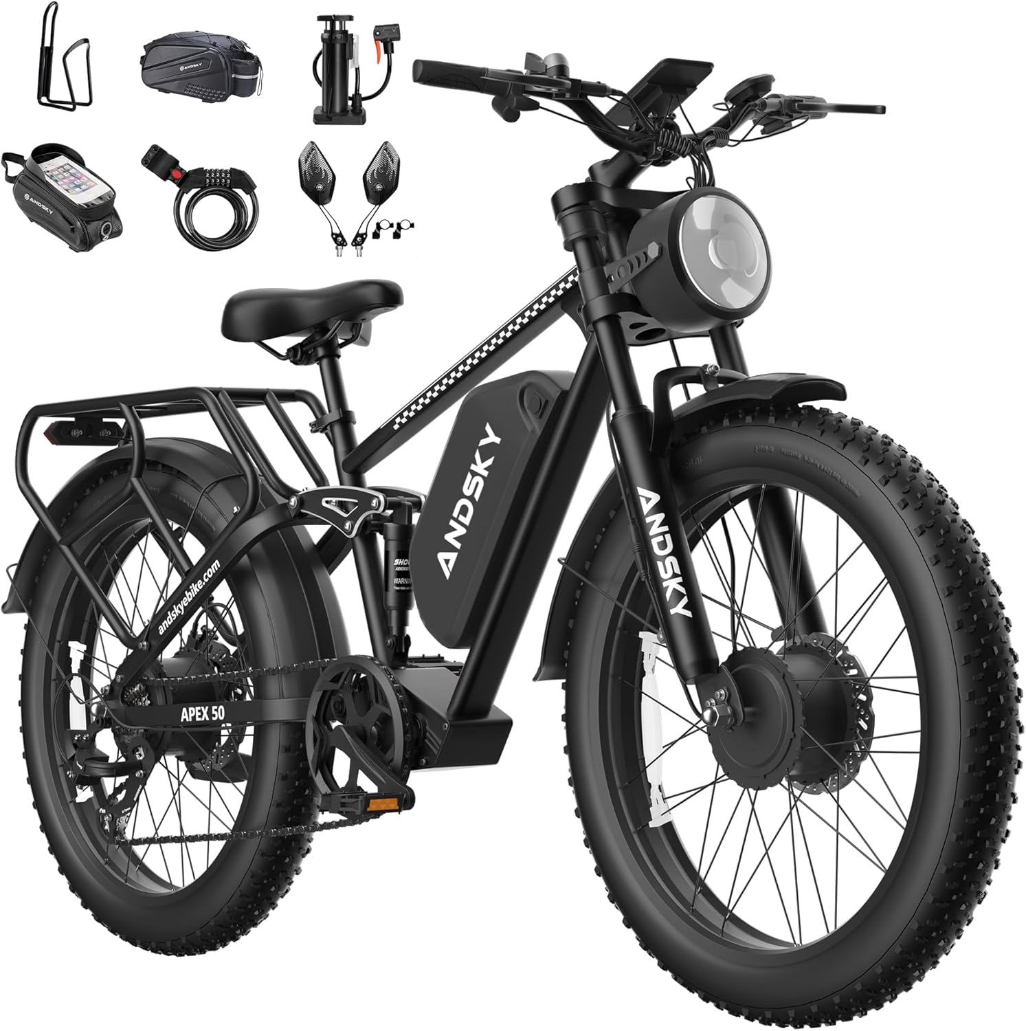 All-Terrain 26" Fat Tire Electric Bike – 9000W Peak Dual Motor, 47MPH Max Speed, Full Suspension Hyper E-Bike (UL2849 Certified)