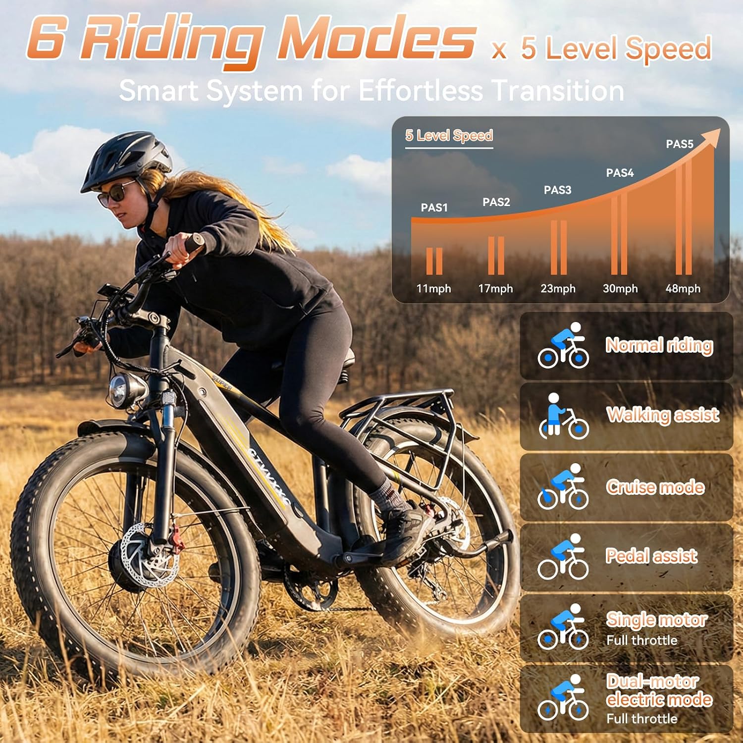 26" Dual Motor All-Terrain Electric Bike – 6000W Peak High-Performance Off-Road Mountain E-Bike