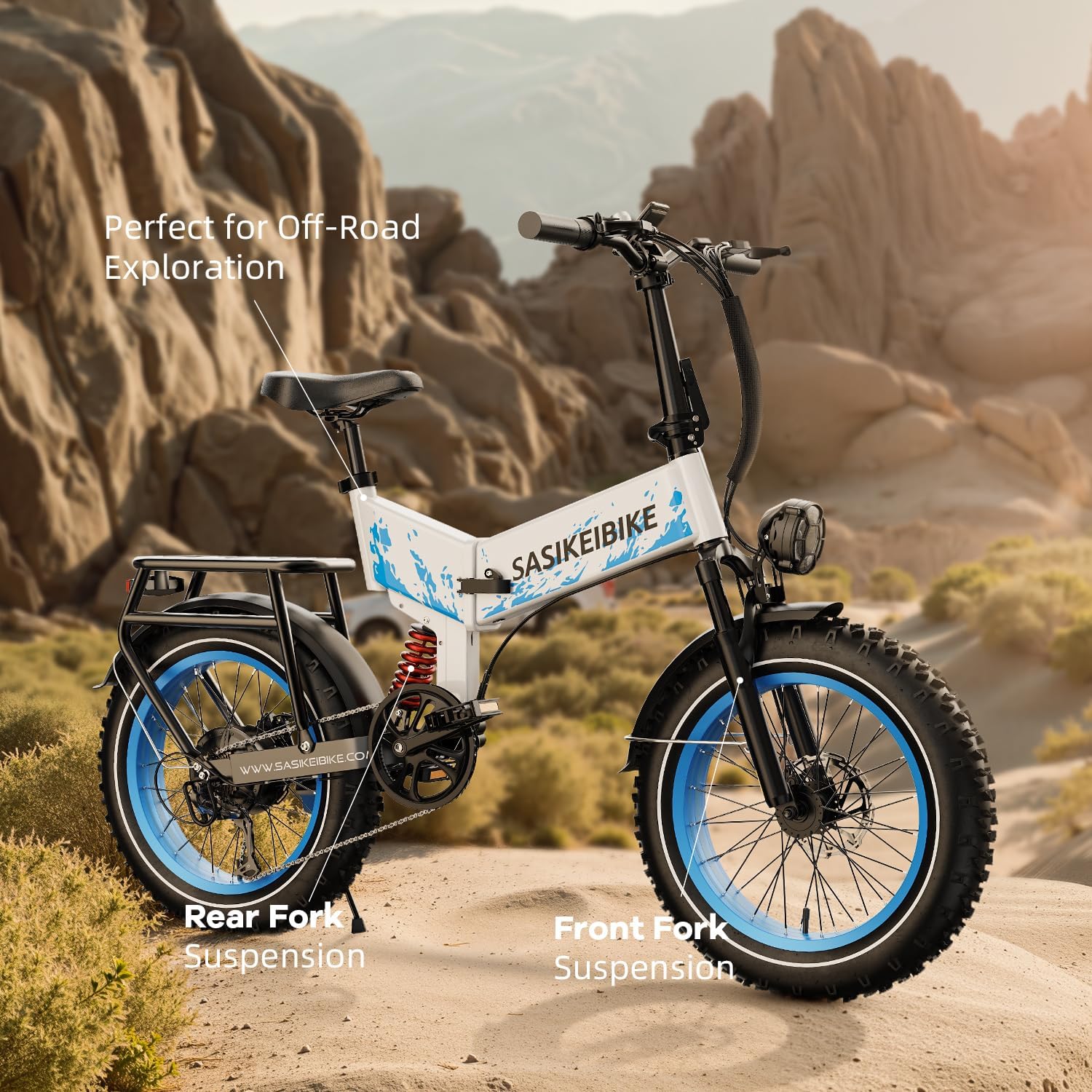 20" Foldable Fat Tire Electric Bike – 1500W Dual Suspension Commuter & Mountain E-Bike
