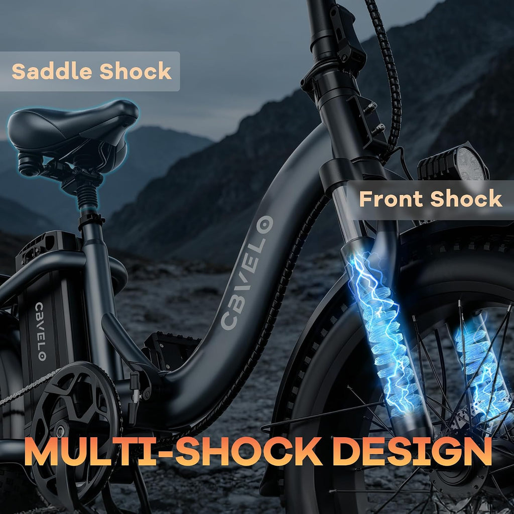 1000W Folding Fat Tire Electric Bike – 48V 20.8Ah Long-Range Commuter E-Bike with Front Suspension, 7-Speed & UL 2849 Safety Certification