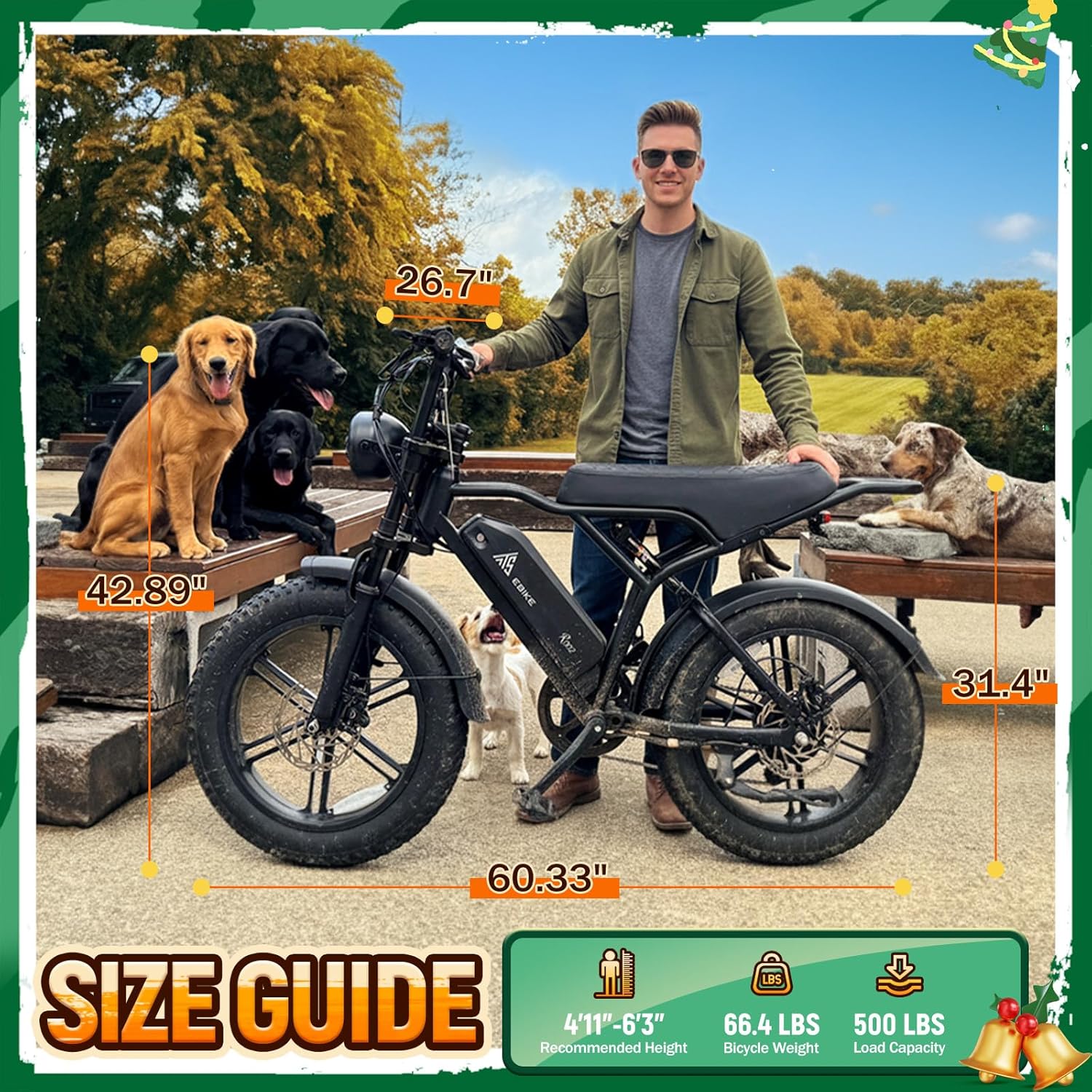 Electric Bike for Adults, 1500W Peak Motor 60 Miles Fat Tire Ebike with 48V 15Ah