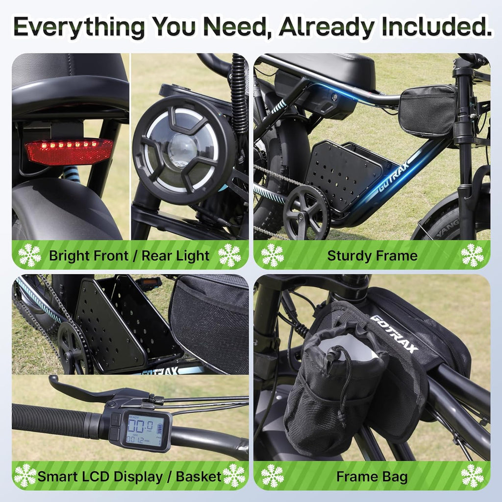 20" Fat Tire All-Terrain Electric Bike for Adults – 750W Motor, 25MPH, UL Certified E-Bike with Removable 48V Battery, Comfort Seat, Basket & Cargo Frame Bag