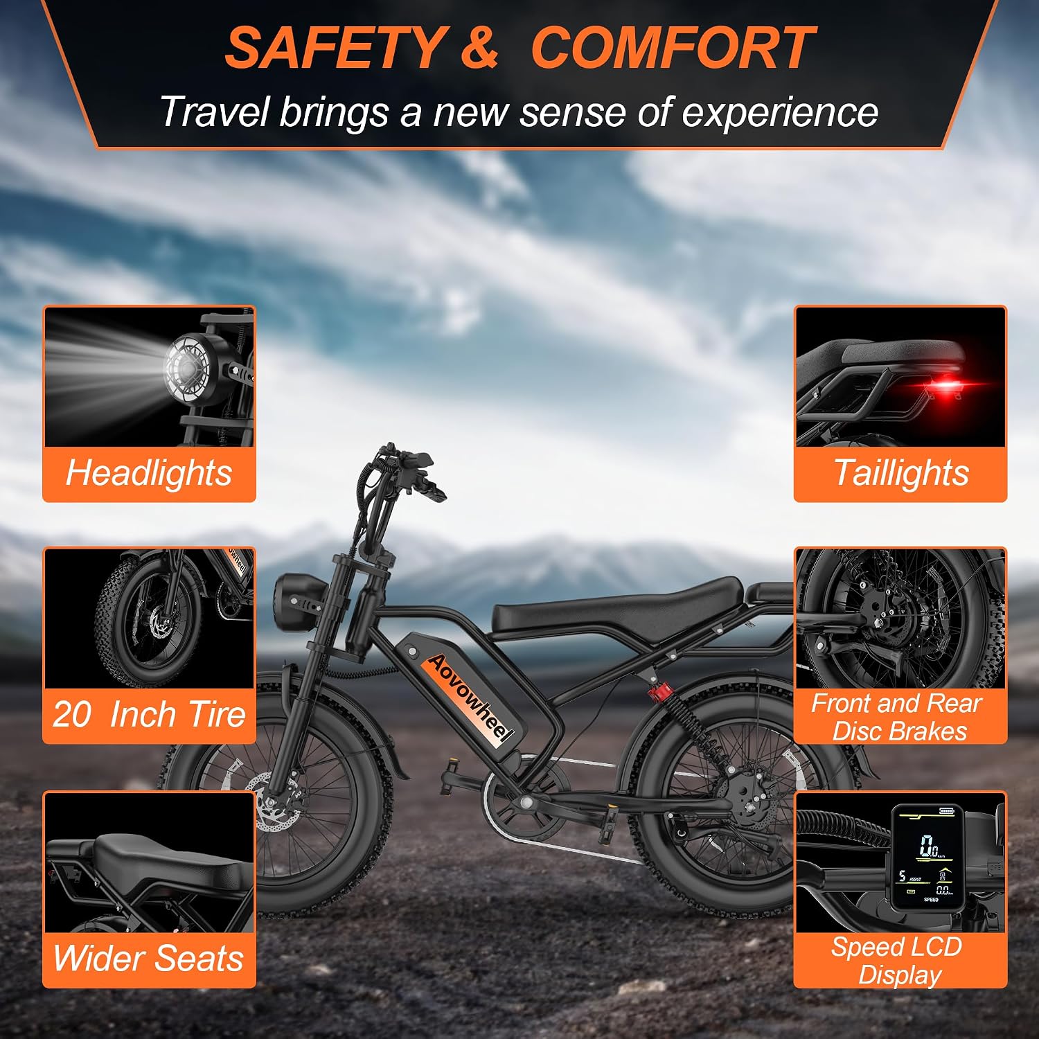 20" Dual-Suspension Fat Tire Electric Dirt Bike – 750W 2-Seater Cargo E-Bike (48V, 70-Mile Range)