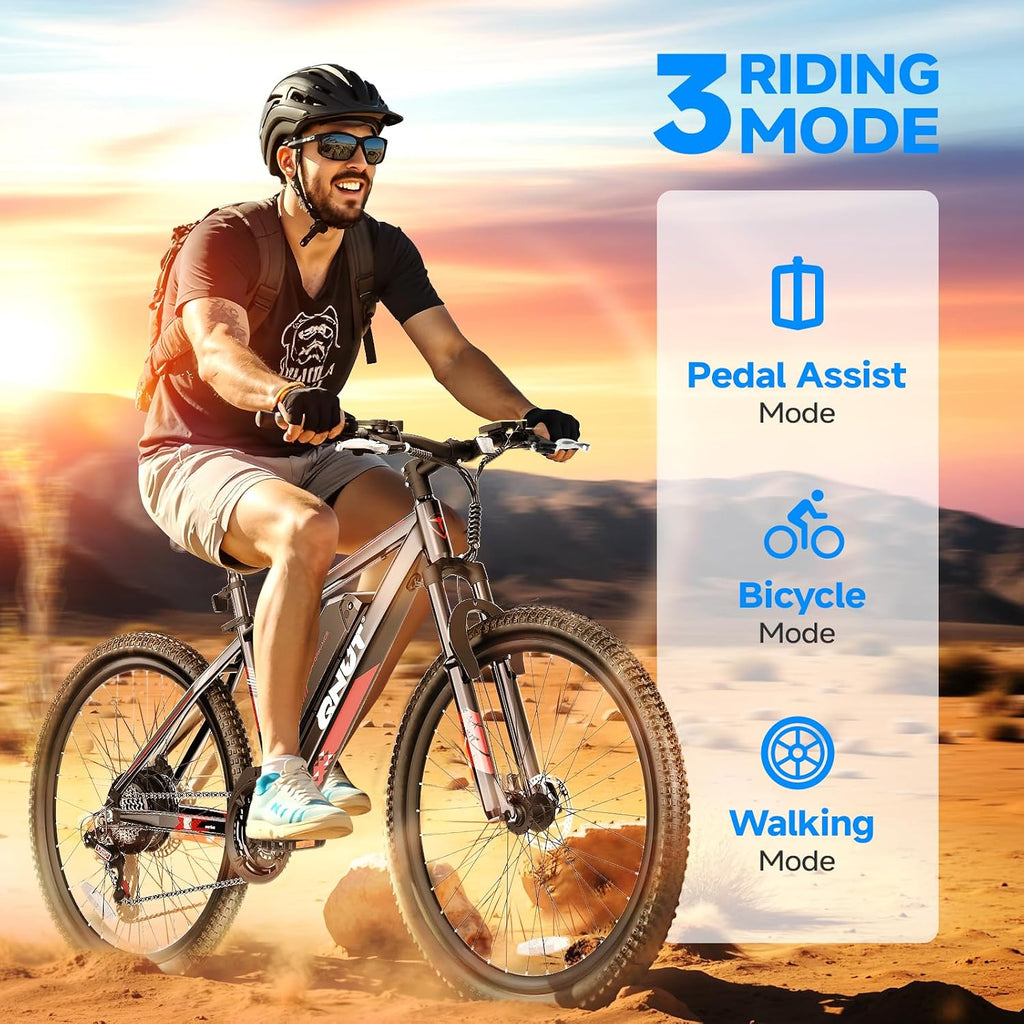 26" Electric Mountain Bike for Adults | 750W Peak Motor, 21-Speed, Removable 375Wh Battery All-Terrain Commuter E-Bike